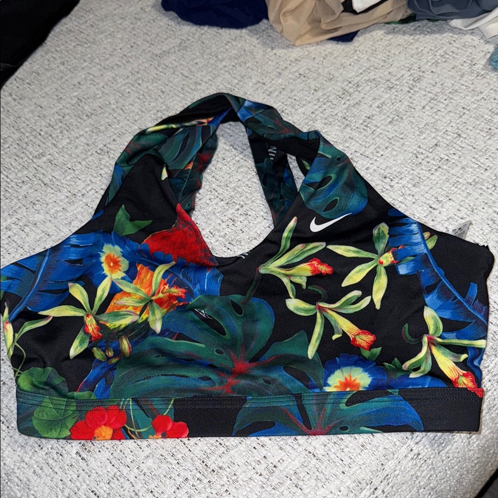 Nike Floral Sports Bra - Black and Multicolor